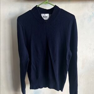 Acne Men's navy Dowen cotton V-Neck Sweater